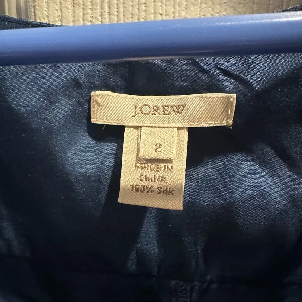 J‎ Crew Blue Tiered Tank Size 2 100% Silk